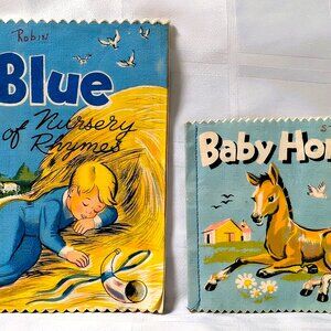 BABY BOOKS BOY BLUE BOOK AND BABY HORSE CLOTH BOOK LOT KIDS CHILDREN VINTAGE